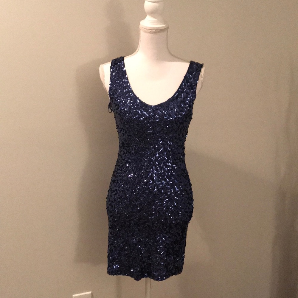 Small blue sequin cocktail dress